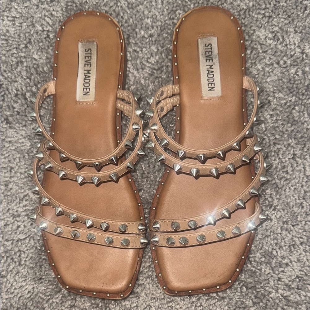 Steve Madden Tan Studded Sandals
